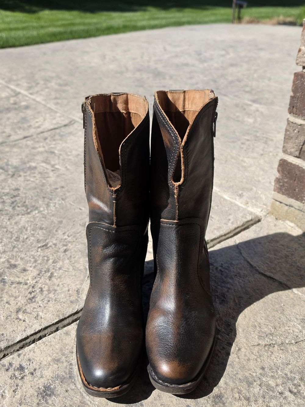 Born Crown Brown Leather Zip Up Western Boots